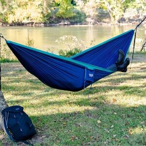 ENO DoubleNest Hammock light/dark blue WITH STRAPS